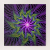 Paarse groene bloem Moderne Abstracte fractale kun Legpuzzel (Horizontaal)