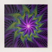 Paarse Groene Bloem Moderne Abstracte Fractale Kun Legpuzzel (Horizontaal)