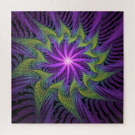 Paarse Groene Bloem Moderne Abstracte Fractale Kun Legpuzzel