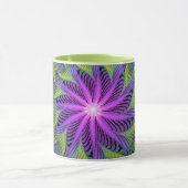 Paarse groene bloem Moderne Abstracte fractale kun Mok (Midden)