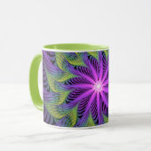 Paarse groene bloem Moderne Abstracte fractale kun Mok (Voorkant links)