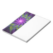 Paarse Groene Bloem Moderne Abstracte Fractale Kun Notitieblok (Linkerzijde)