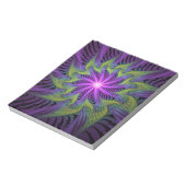 Paarse Groene Bloem Moderne Abstracte Fractale Kun Notitieblok (Linkerzijde)