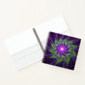 Paarse Groene Bloem Moderne Abstracte Fractale Kun Notitieboek (Binnen)