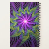 Paarse Groene Bloem Moderne Abstracte Fractale Kun Planner (Achterkant)