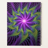 Paarse Groene Bloem Moderne Abstracte Fractale Kun Planner (Achterkant)