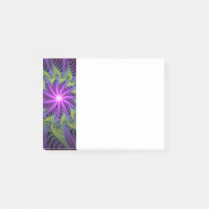 Paarse Groene Bloem Moderne Abstracte Fractale Kun Post-it® Notes