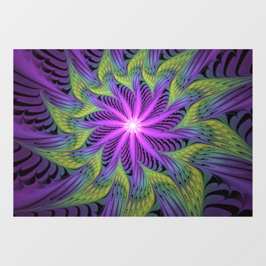 Paarse groene bloem Moderne Abstracte fractale kun Raamsticker (Vel)
