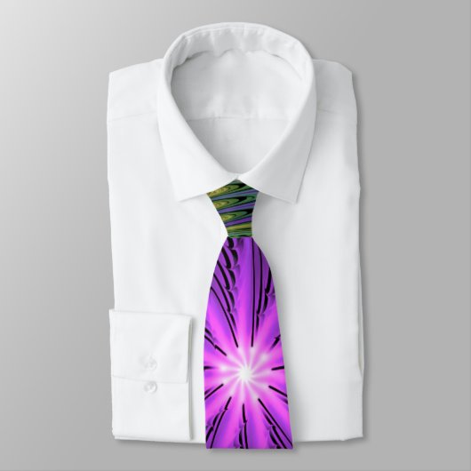 Paarse groene bloem Moderne Abstracte fractale kun Stropdas (Gebonden)