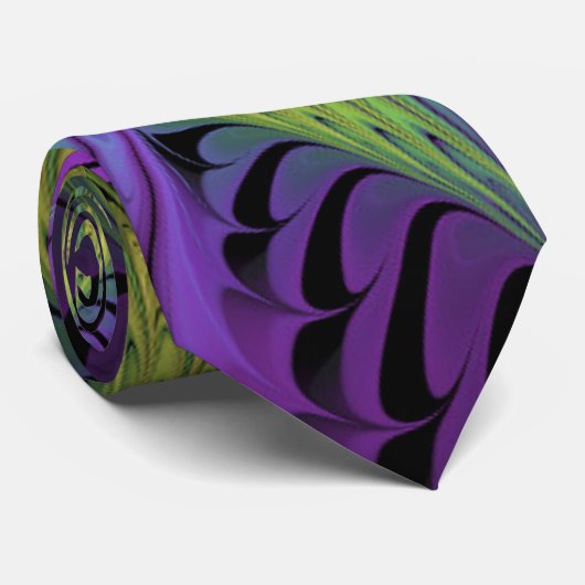 Paarse groene bloem Moderne Abstracte fractale kun Stropdas (Opgerold)