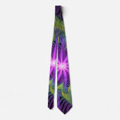 Paarse groene bloem Moderne Abstracte fractale kun Stropdas (Achterkant)