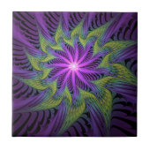 Paarse groene bloem Moderne Abstracte fractale kun Tegeltje (Voorkant)
