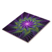 Paarse groene bloem Moderne Abstracte fractale kun Tegeltje (Zijkant)