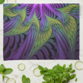 Paarse groene bloem Moderne Abstracte fractale kun Theedoek (Gevouwen)