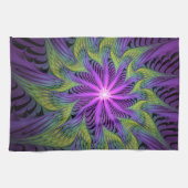 Paarse groene bloem Moderne Abstracte fractale kun Theedoek (Horizontaal)