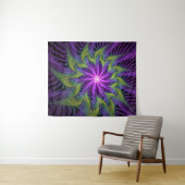 Paarse groene bloem Moderne Abstracte fractale kun Wandkleed (In Situ (horizontaal))