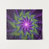 Paarse groene bloem Moderne Abstracte fractale kun Wandkleed (Voorkant (horizontaal))