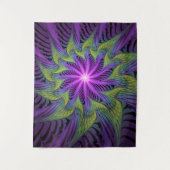 Paarse groene bloem Moderne Abstracte fractale kun Wandkleed (Voorkant)