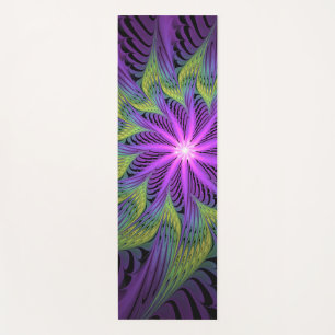 Paarse Groene Bloem Moderne Abstracte Fractale Kun Yogamat