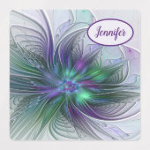 Paarse groene bloem Moderne Abstracte fractale naa Labels (Design 1)