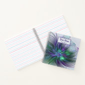 Paarse groene bloem Moderne Abstracte fractale naa Notitieboek (Binnen)