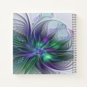Paarse groene bloem Moderne Abstracte fractale naa Notitieboek (Achterkant)
