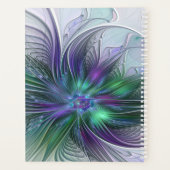 Paarse groene bloem Moderne Abstracte fractale naa Planner (Achterkant)