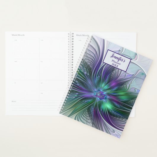 Paarse groene bloem Moderne Abstracte fractale naa Planner (Display)