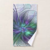 Paarse Groene Bloem Moderne Abstracte Kunst Fracta Bad Handdoek (Handdoek)
