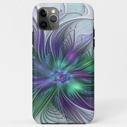 Paarse Groene Bloem Moderne Abstracte Kunst Fracta Case-Mate iPhone Case (Achterkant)