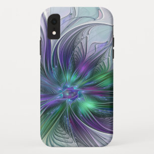 Paarse Groene Bloem Moderne Abstracte Kunst Fracta Case-Mate iPhone Case