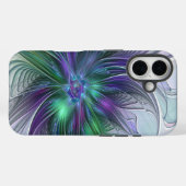 Paarse Groene Bloem Moderne Abstracte Kunst Fracta Case-Mate iPhone Case (Achterkant (horizontaal))