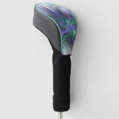Paarse Groene Bloem Moderne Abstracte Kunst Fracta Golfheadcover (Schuin)