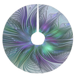 Paarse Groene Bloem Moderne Abstracte Kunst Fracta Kerstboom Rok