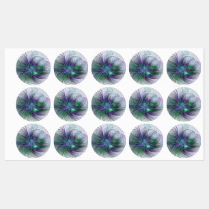 Paarse Groene Bloem Moderne Abstracte Kunst Fracta Labels