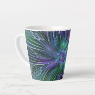 Paarse Groene Bloem Moderne Abstracte Kunst Fracta Latte Mok