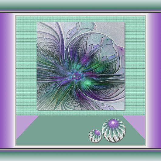 Paarse Groene Bloem Moderne Abstracte Kunst Fracta Legpuzzel
