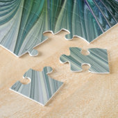 Paarse Groene Bloem Moderne Abstracte Kunst Fracta Legpuzzel (Zijkant)