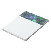 Paarse Groene Bloem Moderne Abstracte Kunst Fracta Notitieblok (Linkerzijde)