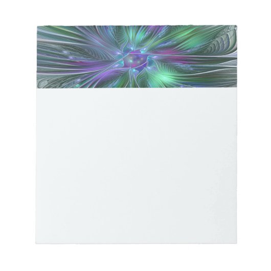 Paarse Groene Bloem Moderne Abstracte Kunst Fracta Notitieblok (Voorkant)