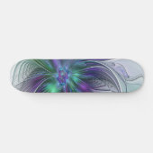 Paarse Groene Bloem Moderne Abstracte Kunst Fracta Persoonlijk Skateboard (Horizontaal)