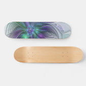 Paarse Groene Bloem Moderne Abstracte Kunst Fracta Persoonlijk Skateboard (Horizontaal)