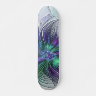 Paarse Groene Bloem Moderne Abstracte Kunst Fracta Persoonlijk Skateboard