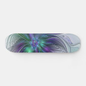 Paarse Groene Bloem Moderne Abstracte Kunst Fracta Persoonlijk Skateboard (Horizontaal)