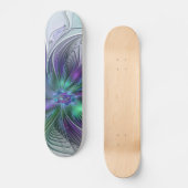 Paarse Groene Bloem Moderne Abstracte Kunst Fracta Persoonlijk Skateboard (Voorkant)