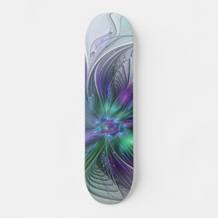 Paarse Groene Bloem Moderne Abstracte Kunst Fracta Persoonlijk Skateboard