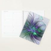Paarse Groene Bloem Moderne Abstracte Kunst Fracta Planner (Display)