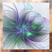 Paarse Groene Bloem Moderne Abstracte Kunst Fracta Raamsticker (Vel 2)