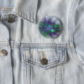 Paarse Groene Bloem Moderne Abstracte Kunst Fracta Ronde Button 5,7 Cm (In situ)