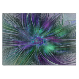 Paarse Groene Bloem Moderne Abstracte Kunst Fracta Snijplank